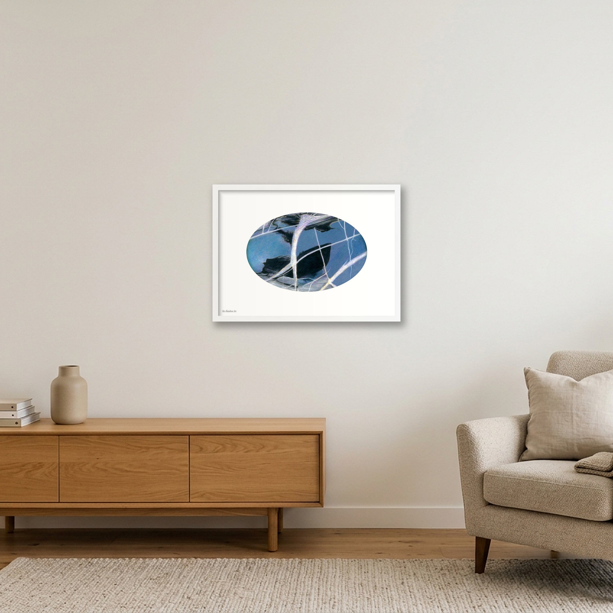 Blue Abstract 1 — 59×42cm, 23×17" White Frame