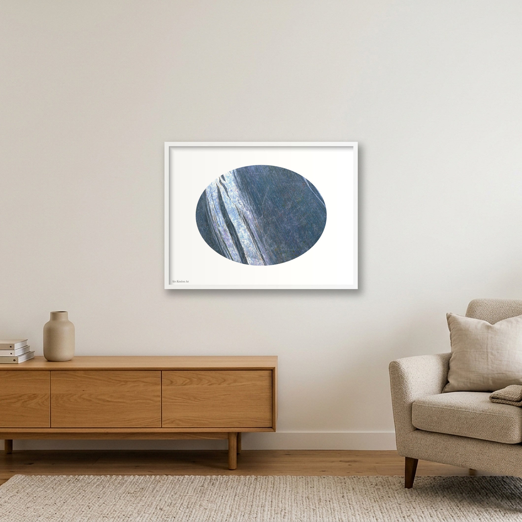 Blue Abstract 2 — 80×60cm, 31×24" White Frame