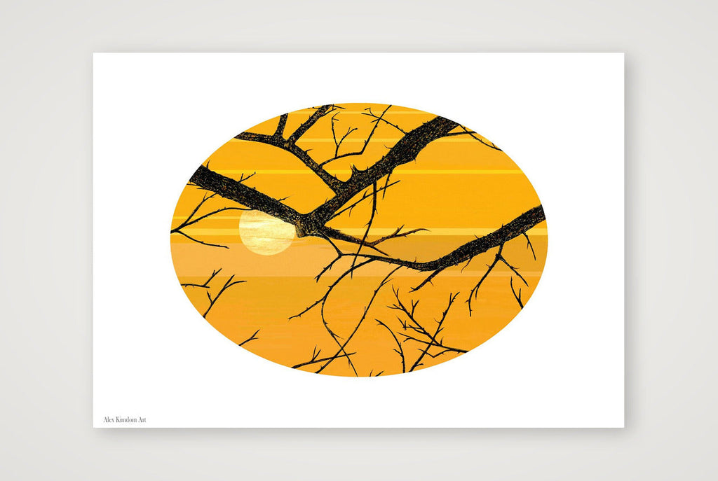 Sun and Branches — A4 (30×21cm, 12×8") Print only