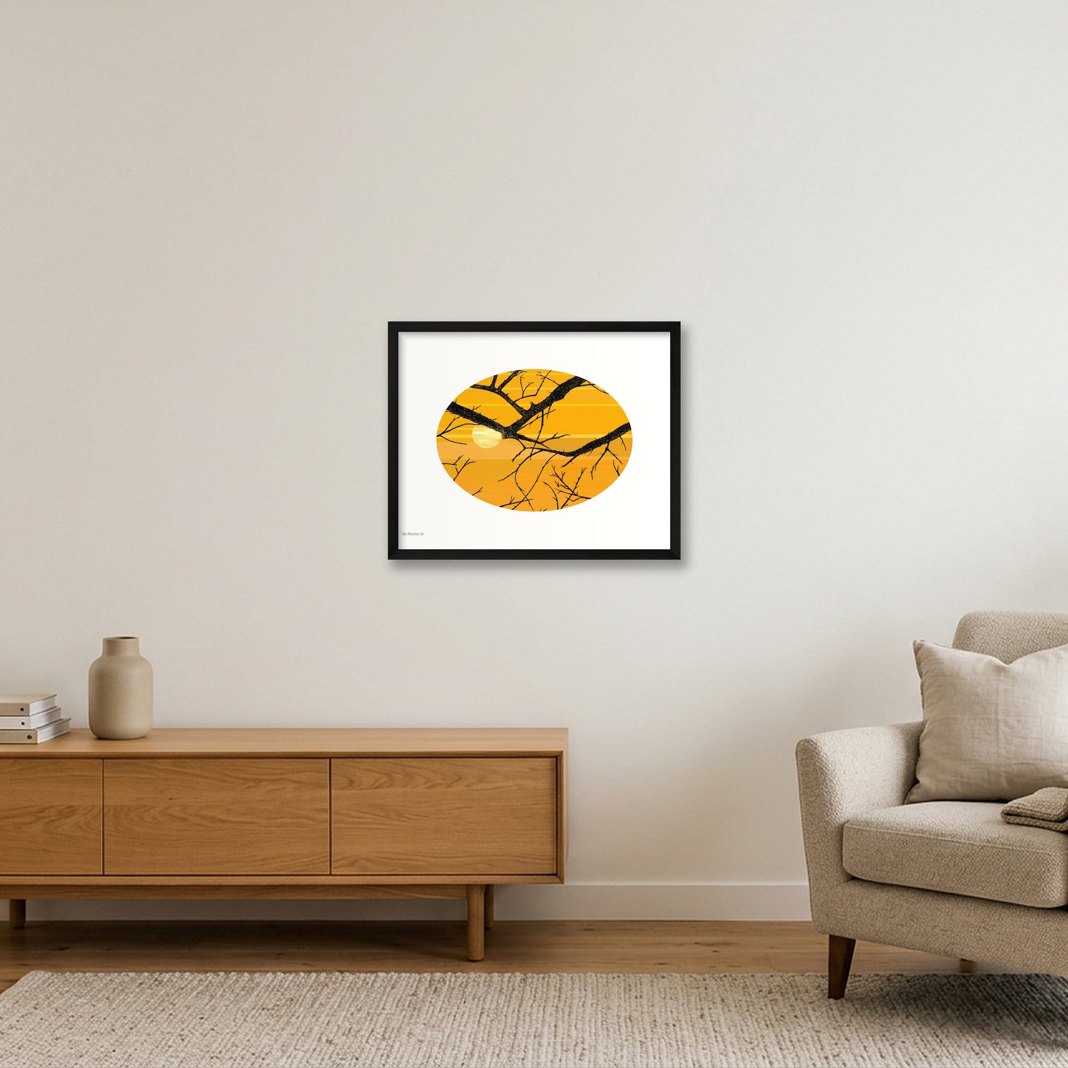 Sun and Branches — 50×40cm, 20×16" Black Frame