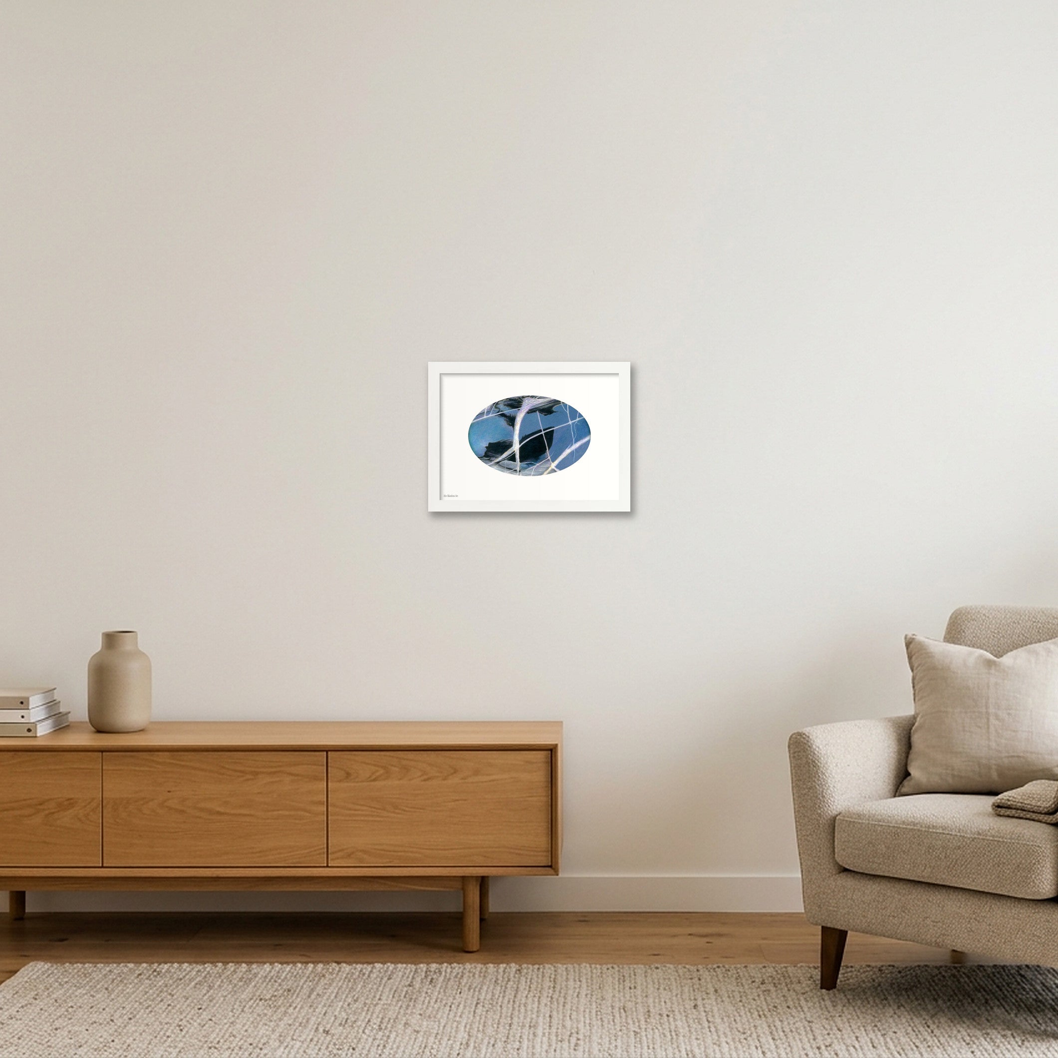 Blue Abstract 1 — A4 (30×21cm, 12×8") White Frame