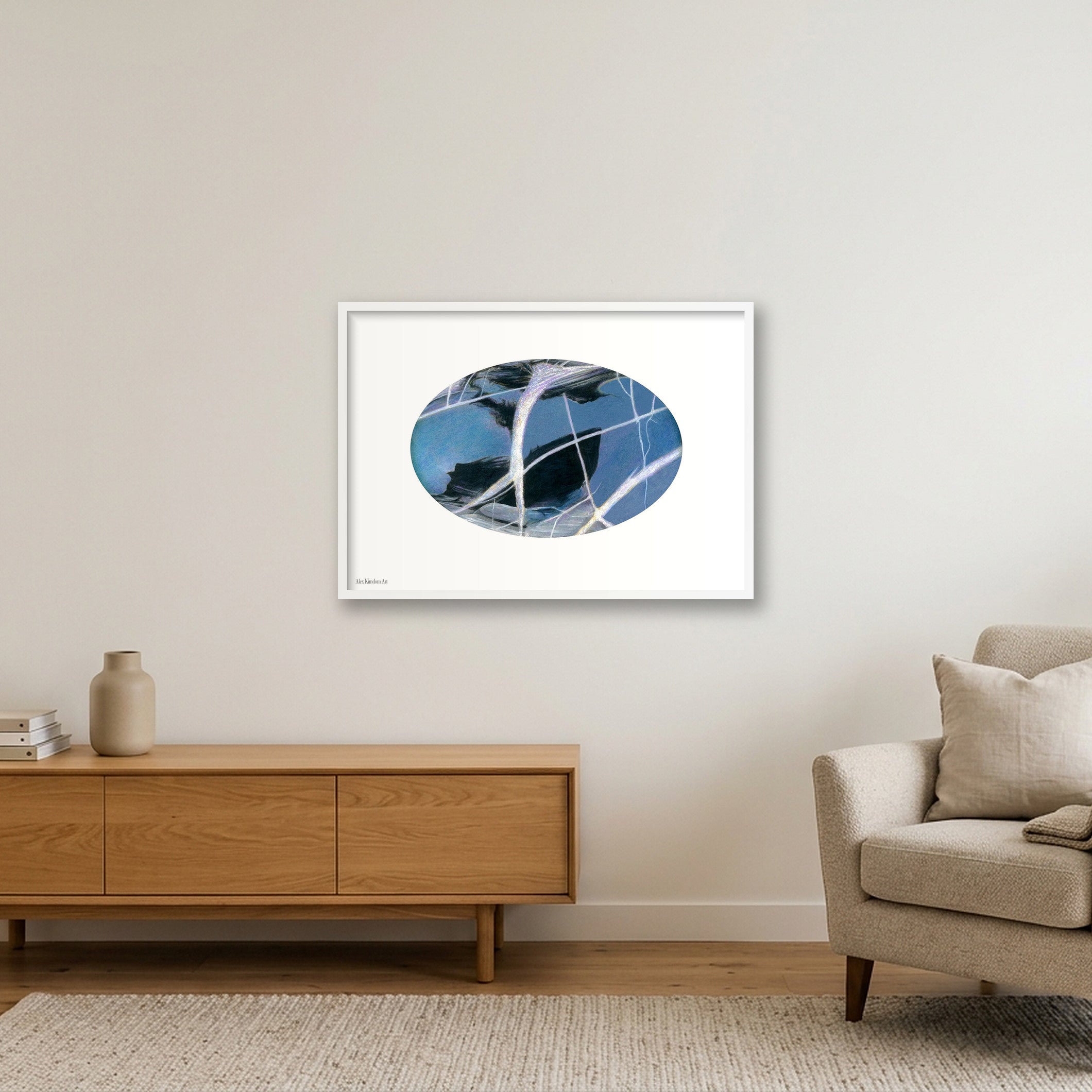 Blue Abstract 1 — 84×59cm, 33×23" White Frame