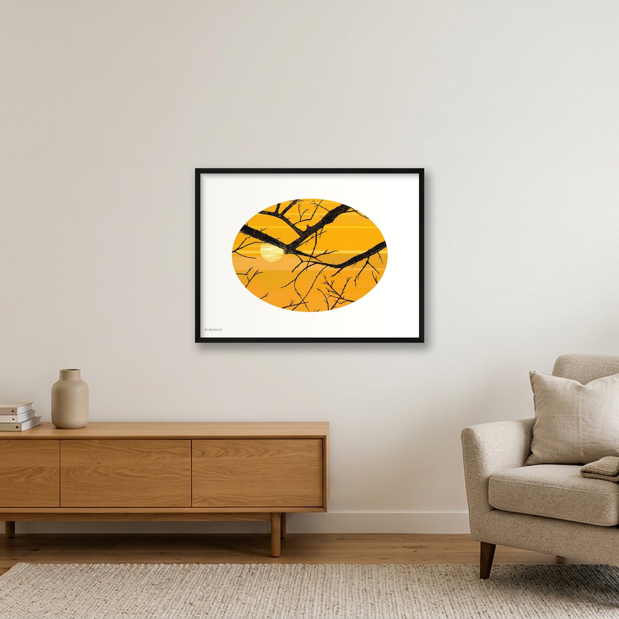 Sun and Branches — 80×60cm, 31×24" Black Frame
