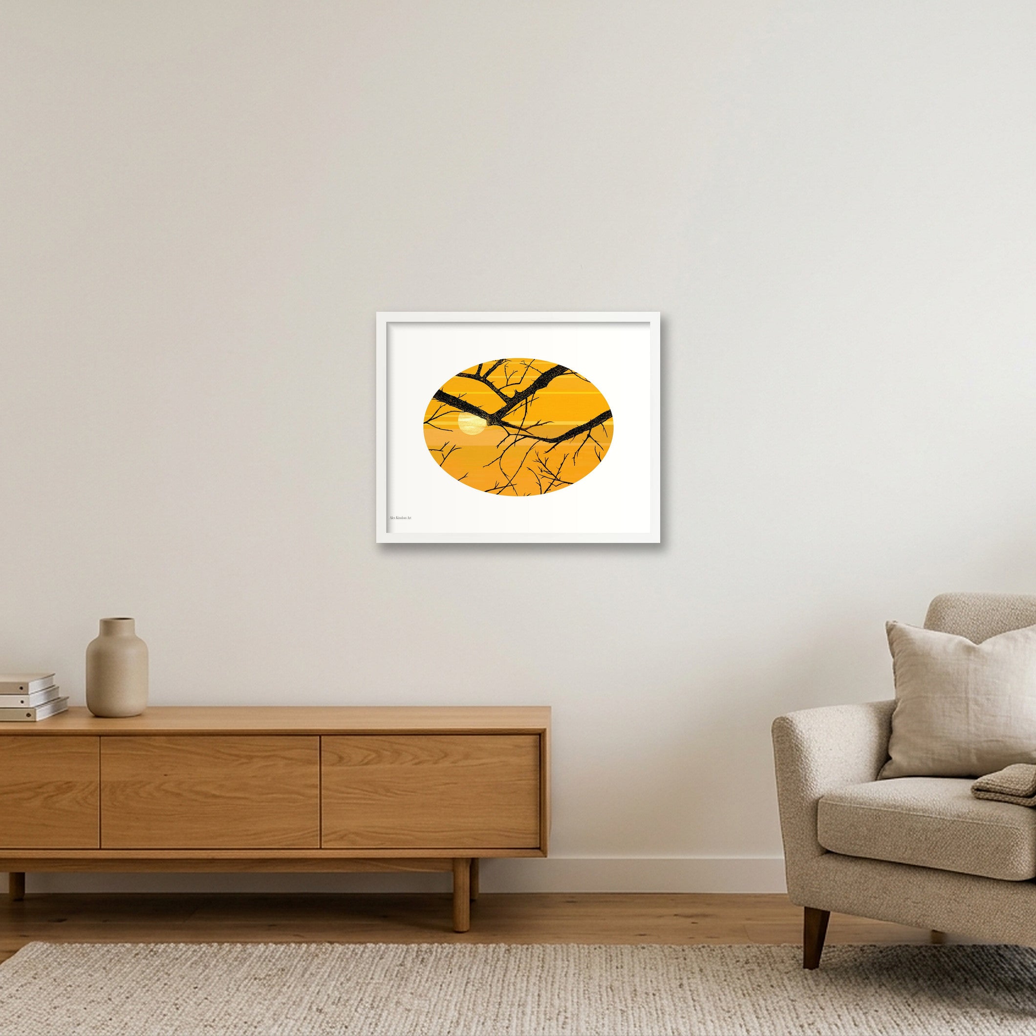 Sun and Branches — 50×40cm, 20×16" White Frame